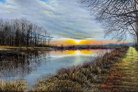 Sunrise Weerterbos, oil on panel, 40 x 60 cm -Sold